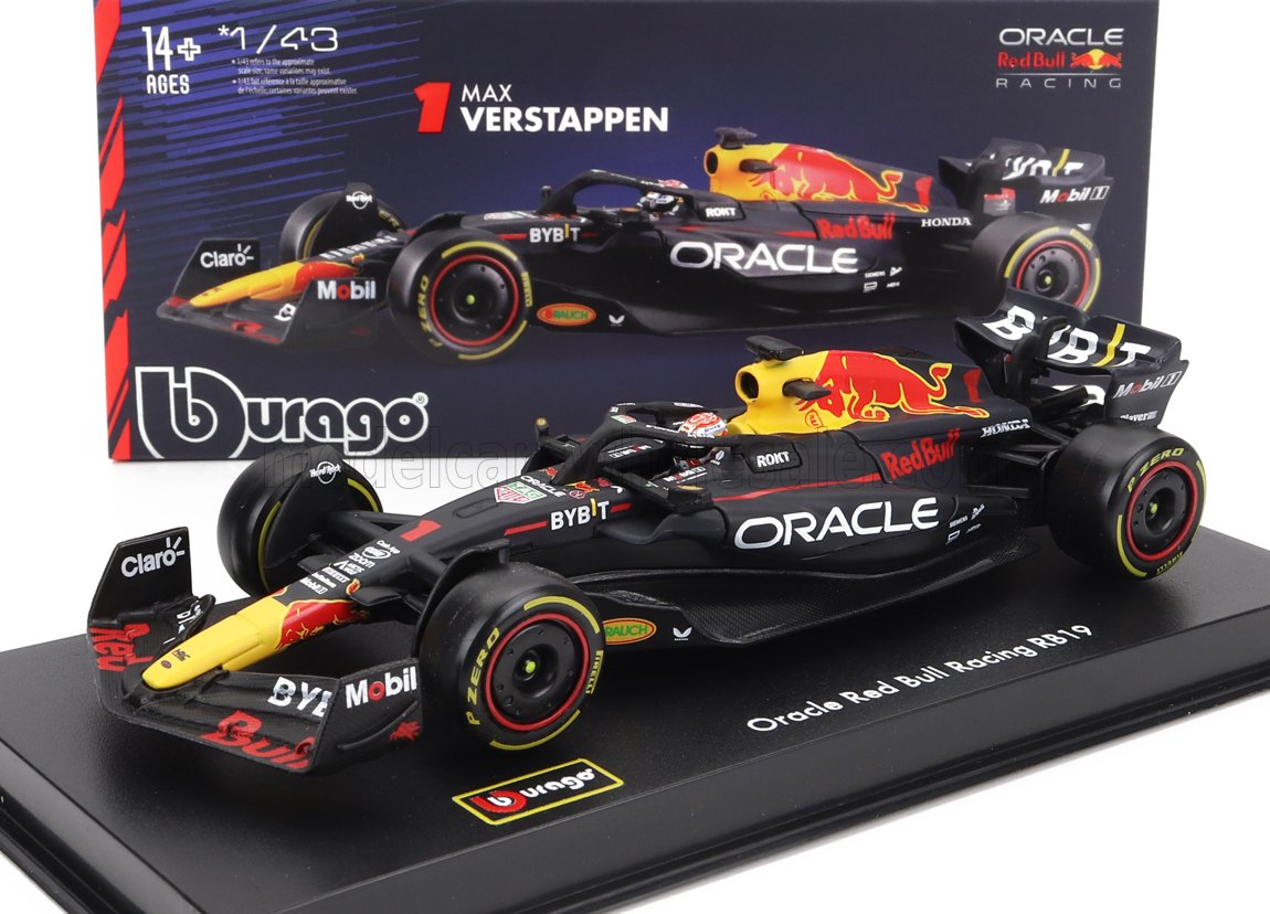 RED BULL | F1  RB19 TEAM ORACLE RED BULL RACING N 1 WORLD CHAMPION SEASON 2023 MAX VERSTAPPEN - CON PILOTA E VETRINA - WITH PILOT AND SHOWCASE