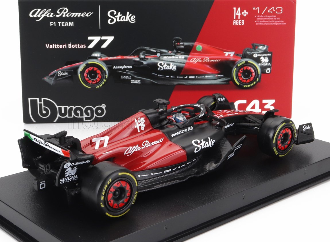 ALFA ROMEO | F1  C43 TEAM STAKE N 77 SEASON 2023 VALTTERI BOTTAS - CON PILOTA E VETRINA - WITH PILOT AND SHOWCASE - EXCLUSIVE CARMODEL