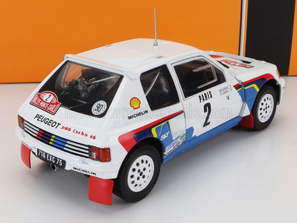 PEUGEOT - 205 T16 N° 2, VAINQUEUR DU RALLYE DE MONTECARLO 1985 : ARI VATANEN - TERRY HARRYMAN - BLANC, BLEU, ROUGE