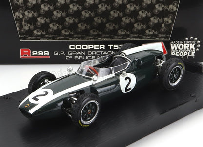 COOPER - F1 T53 N 2 GP DI INGHILTERRA 1960 B.MCLAREN - VERDE BIANCO modellino in scala modellino Vroomi