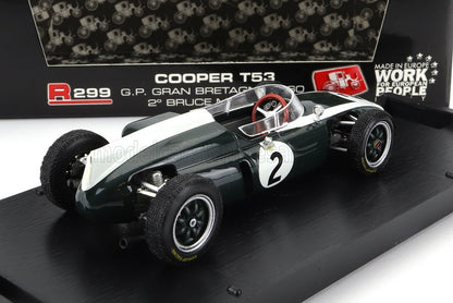 COOPER - F1 T53 N 2 GP DI INGHILTERRA 1960 B.MCLAREN - VERDE BIANCO modellino in scala modellino Vroomi