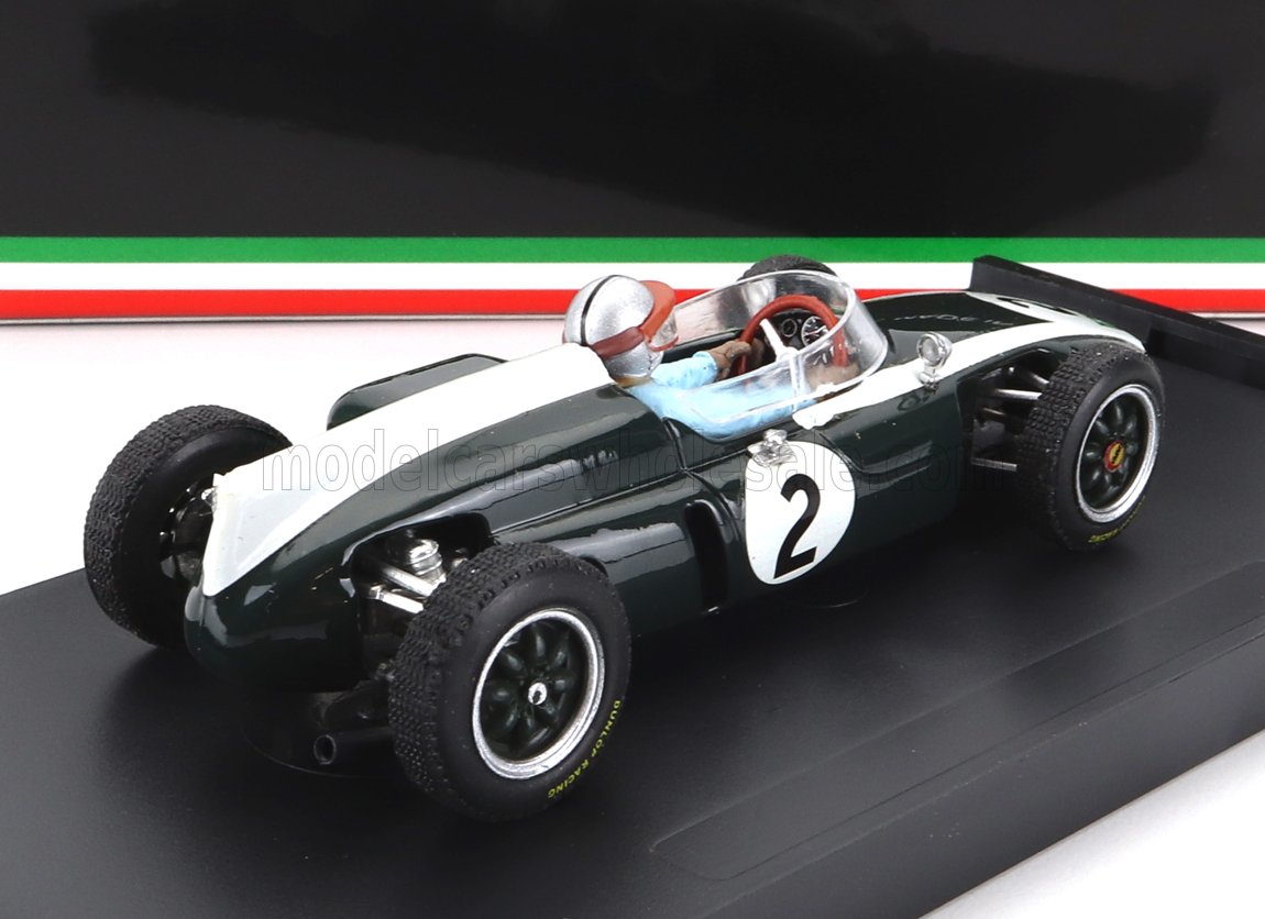 COOPER - F1 T53 N 2 BRITISH GP 1960 B.MCLAREN - WITH DRIVER FIGURE - GREEN WHITE Scale model car on Vroomi