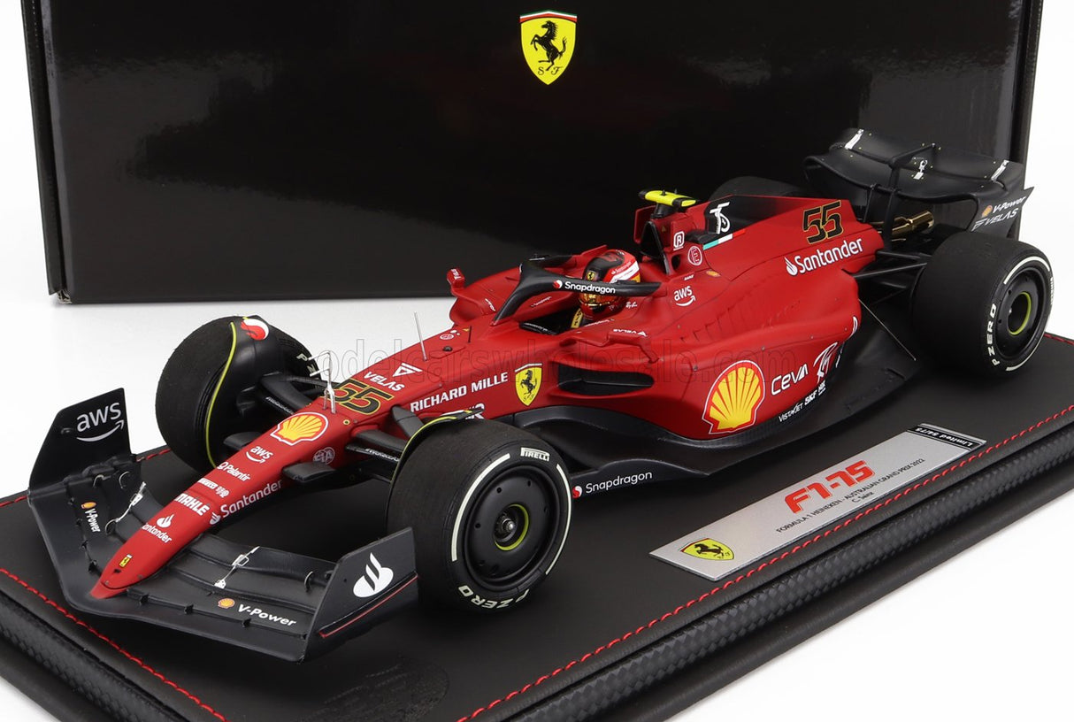 FERRARI | F1-75 TEAM SCUDERIA FERRARI N 55 AUSTRALIAN GP 2022 CARLOS SAINZ - CON VETRINA - CON VETRINA