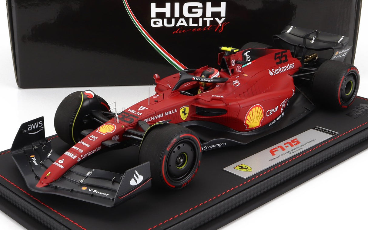 FERRARI | F1-75 TEAM SCUDERIA FERRARI N 55 2nd BAHRAIN GP 2022 CARLOS SAINZ - CON VETRINA - WITH SHOWCASE