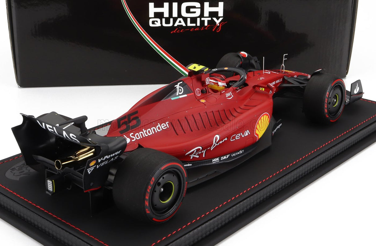 FERRARI | F1-75 TEAM SCUDERIA FERRARI N 55 2nd BAHRAIN GP 2022 CARLOS SAINZ - CON VETRINA - WITH SHOWCASE