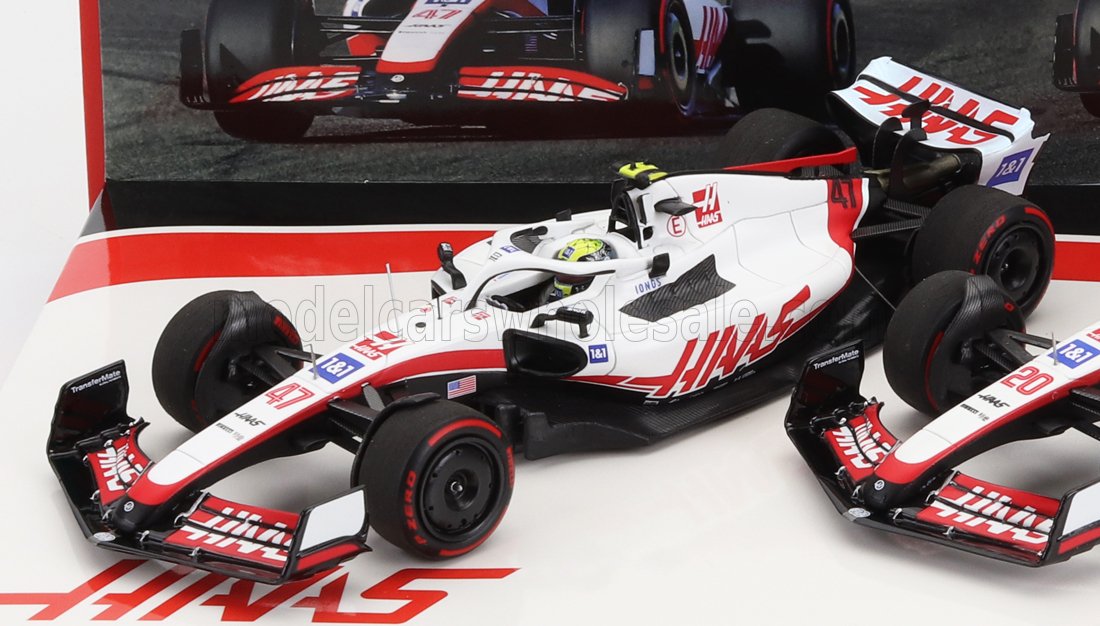 HAAS | F1  SET 2X VF-22 TEAM HAAS N 20 5th BAHRAIN GP 2022 KEVIN MAGNUSSEN + N 47 BAHRAIN GP 2022 MICK SCHUMACHER