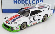 1/18 scale white Porsche race car model with Liqui Moly and Nigrin sponsorship decals, available at Vroomi