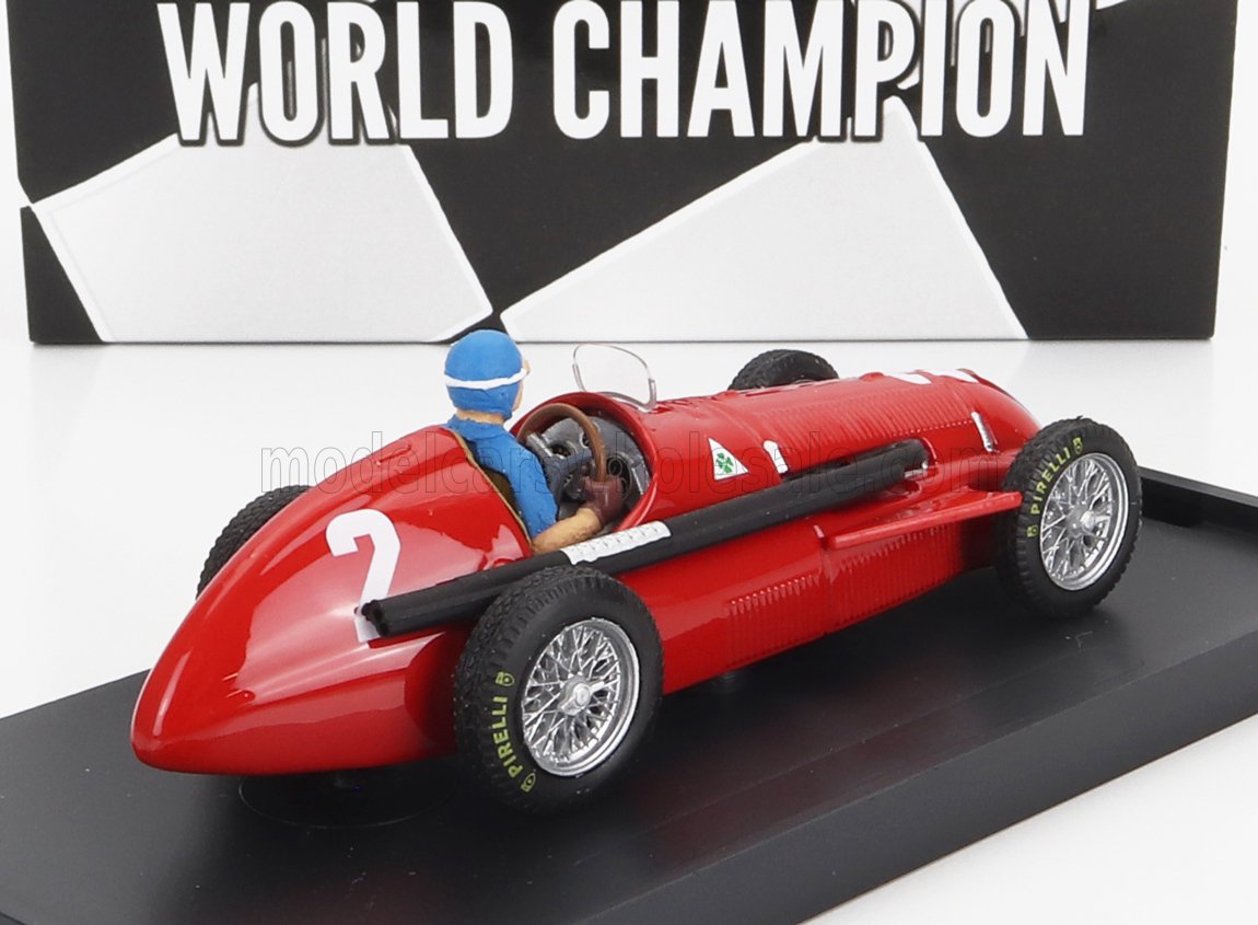 ALFA ROMEO - F1 159 N 2 WORLD CHAMPION BELGIUM GP JUAN MANUEL FANGIO 1951 - WITH DRIVER FIGURE - RED Scale model car on Vroomi