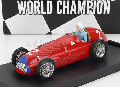 ALFA ROMEO - F1 158 N 2, VOITURE DU CHAMPION DU MONDE, VAINQUEUR DU GP D'ANGLETERRE, NINO FARINA, 1950 - AVEC FIGURINE DE PILOTE - ROUGE Maquette de voiture sur Vroomi