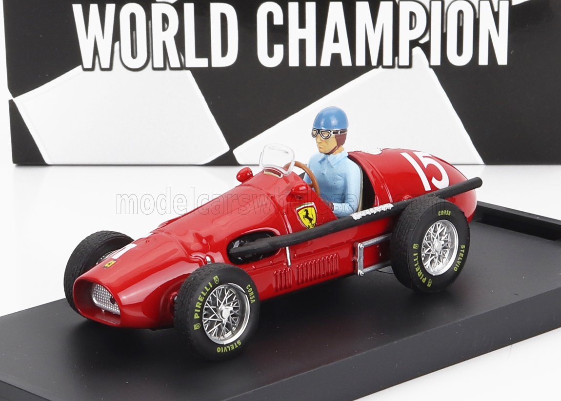 FERRARI - F1 500 F2 N 15 WORLD CHAMPION WINNER ENGLISH GP ALBERTO ASCARI 1952 - WITH DRIVER FIGURE - RED Scale model car on Vroomi