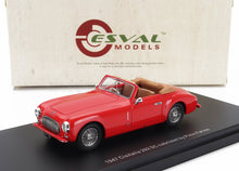 Red 1947 Cisitalia 202 SC cabriolet model by Pinin Farina on display stand, offered on Vroomi