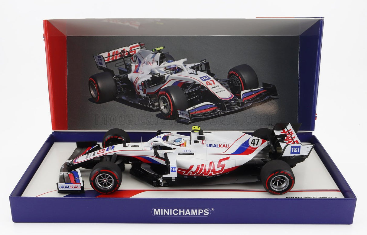 HAAS | F1  VF-21 065/6 TEAM URALKALI N 47 BELGIUM GP 2021 MICK SCHUMACHER WITH MICHAEL SCHUMACHER RETRO HELMET LIVERY