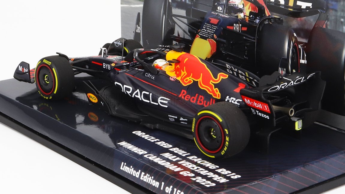 RED BULL | F1 RB18 TEAM ORACLE RED BULL RACING N 1 SIEGER KANADISCHER GP WELTMEISTER 2022 MAX VERSTAPPEN | MATT BLAU GELB ROT