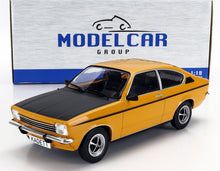 Yellow and black 1:18 scale Opel Kadett model car by ModelCar Group, available at Vroomi collectors store