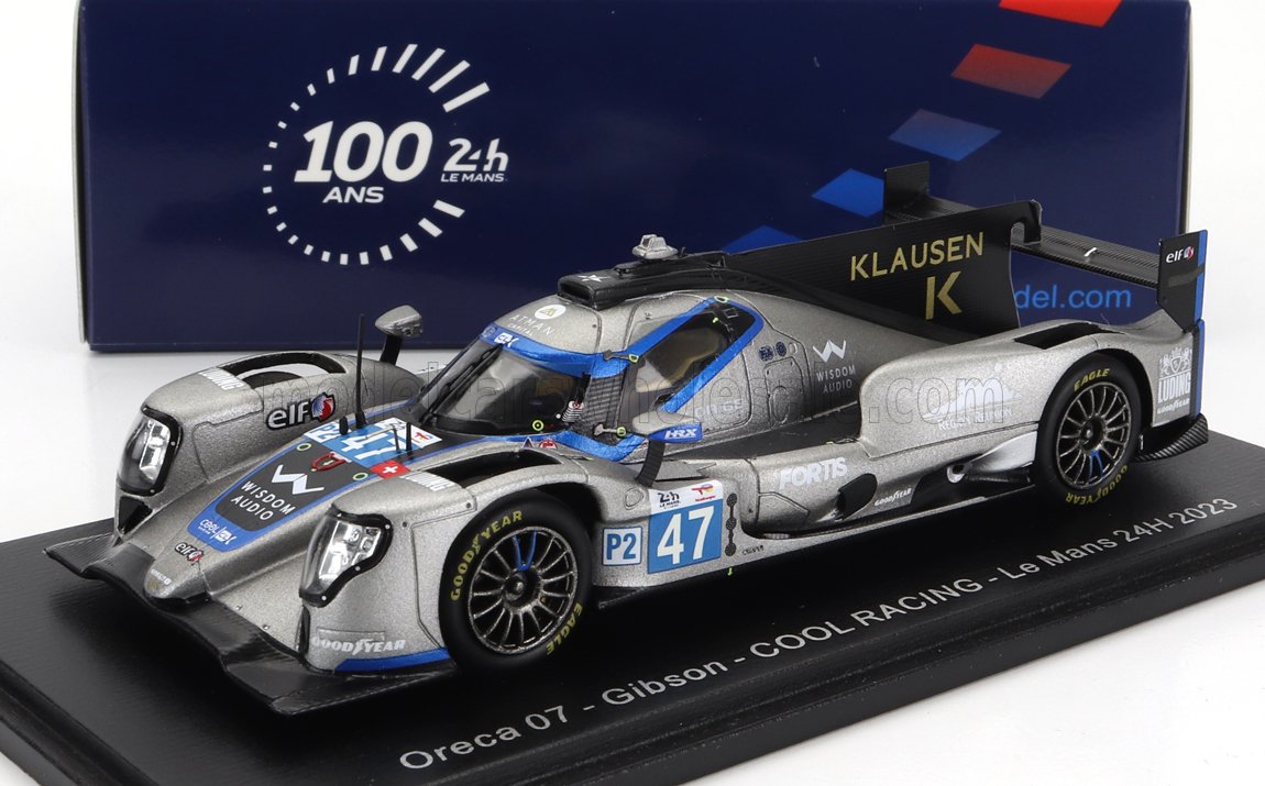 Oreca 07 Gibson Cool Racing Le Mans 24h 2023 model car, silver and black livery, available on Vroomi