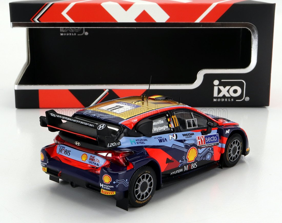 Voiture miniature Hyundai Rallye par IXO Models, présentée dans l'emballage Vroomi pour les collectionneurs