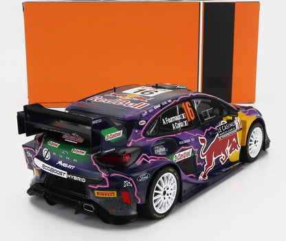 FORD ENGLAND  PUMA RALLY1 TEAM FORD WORLD RALLY M-SPORT N.º 16 RALLY DE MONTECARLO 2022 A. FOURMAUX - A. CORIA - MORADO, AMARILLO, NEGRO Maqueta de coche en Vroomi