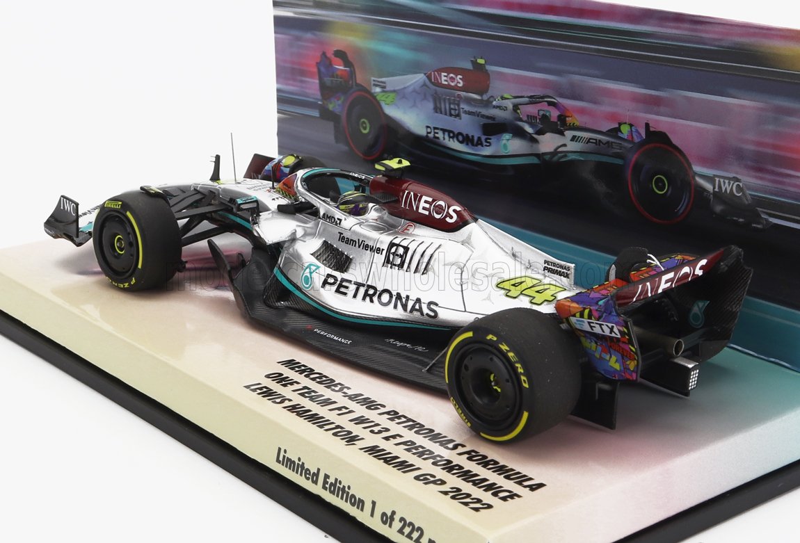 Voiture miniature F1 Mercedes-AMG Petronas par Vroomi, Lewis Hamilton GP de Miami 2022