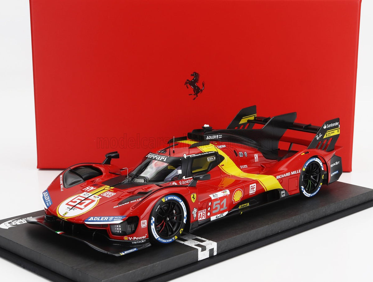Ferrari 499P 3.0L Turbo V6 Ferrari AF Corse No. 51 Pier Guidi Calado Giovinazzi Winner 24h Le Mans 2023 with Showcase BBR Models 1:18 scale model