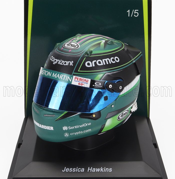 BELL HELMET | F1  CASCO HELMET ASTON MARTIN AMR23 TEAM ARAMCO COGNIZANT N 0 F1 TEST 2023 JESSICA HAWKINS