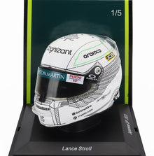 STILO-HELM – F1  CASCO-HELM ASTON MARTIN AMR23 TEAM ARAMCO COGNIZANT Nr. 18 GP VON JAPAN 2023 LANCE STROLL – WEISS