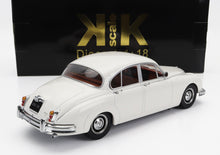 White classic Jaguar 250 V8 model car with chrome details, available now on Vroomi platform