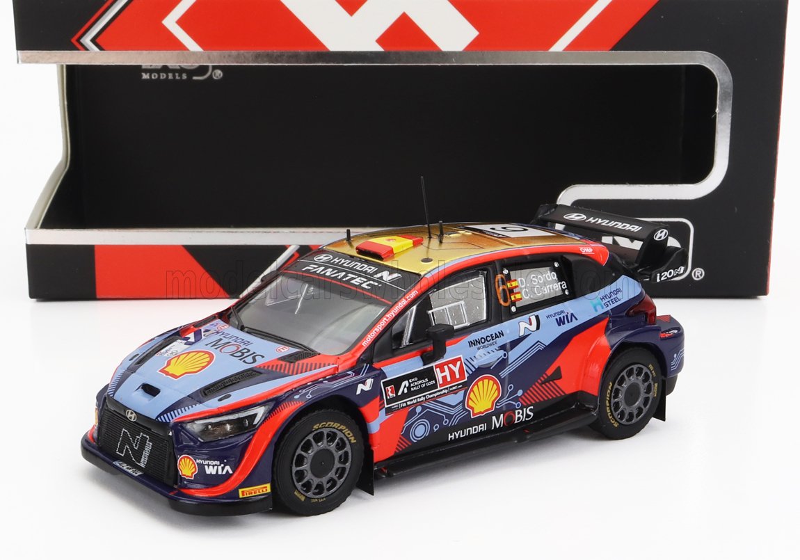 Voiture miniature Hyundai Rallye par Vroomi, réplique die-cast détaillée avec livrée Shell et Mobis