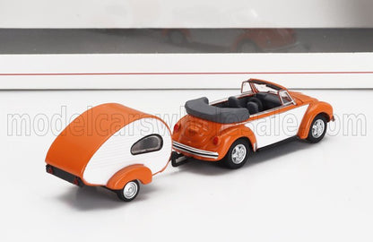 VOLKSWAGEN - BEETLE CABRIOLET WITH CARAVAN TRAILER 1960 - ORANGE WHITE - Vroomi