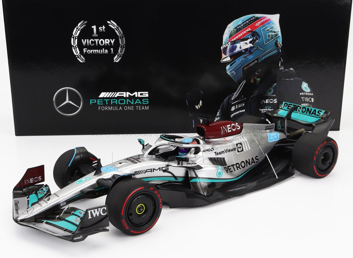 Mercedes F1 W13E Team Mercedes-AMG Petronas F1 No. 63 George Russell Winner Brazilian GP 2022 Minichamps 1:18 scale model
