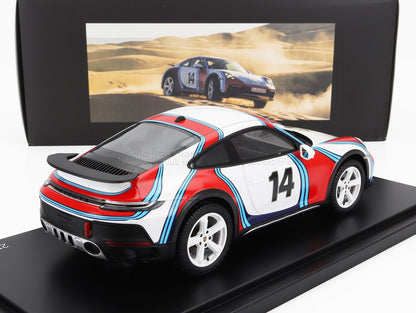 PORSCHE | 911 992 COUPE MARTINI RACING LIVERY N 14 RALLY DAKAR 2023 - CON VETRINA - WITH SHOWCASE
