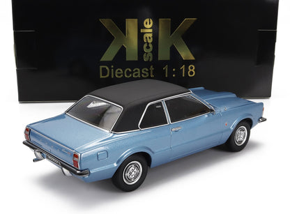 1:18 scale blue Ford Taunus die-cast model car with black roof, available at Vroomi