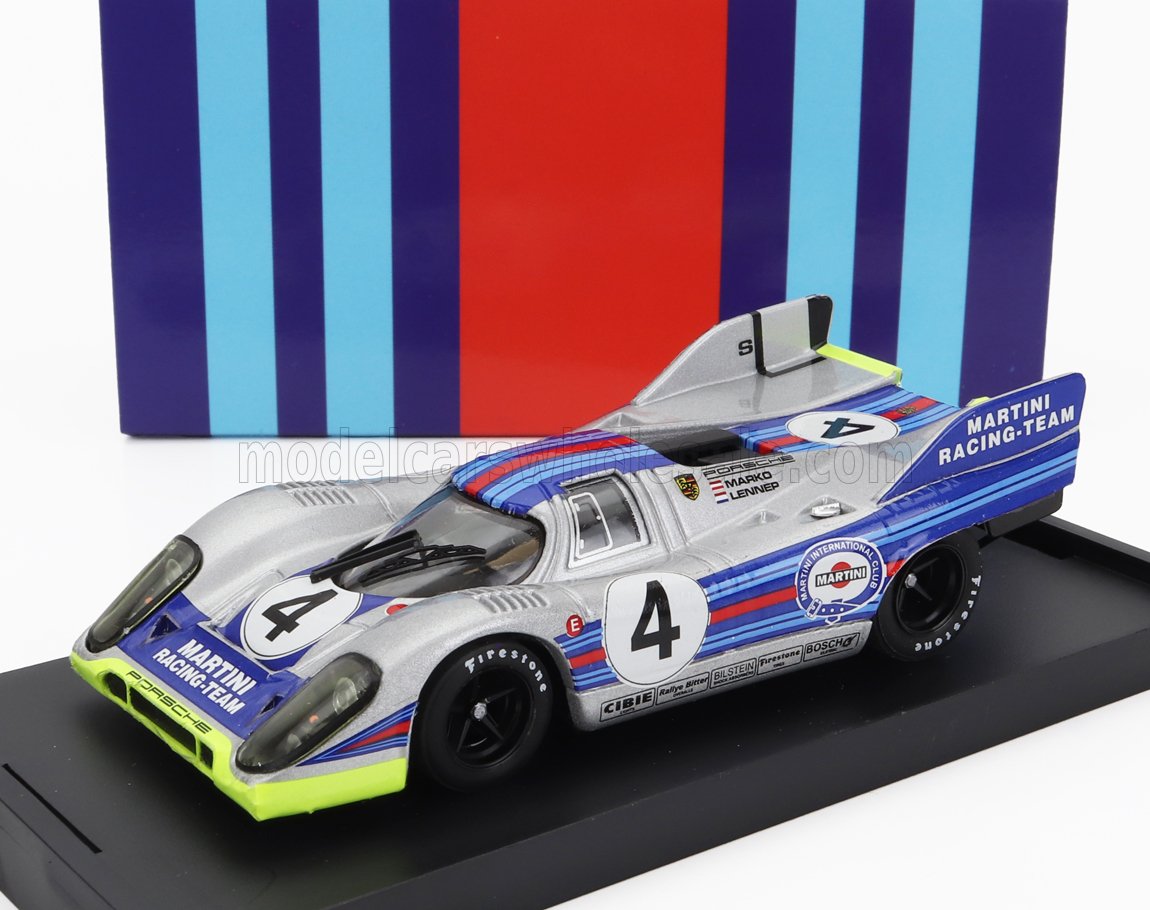 PORSCHE - 917K MARTINI RACING TEAM N 4 1000km MONZA 1971 HELMUT MARKO - GIJS VAN LENNEP - SILVER BLUE Scale model car on Vroomi
