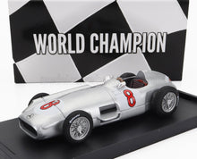 MERCEDES BENZ - F1 W196 N 8 WORLD CHAMPION WINNER DUTCH GP 1955 JUAN MANUEL FANGIO - SILVER Scale model car on Vroomi