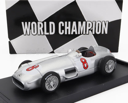 MERCEDES BENZ - F1 W196 N 8 WORLD CHAMPION WINNER DUTCH GP 1955 JUAN MANUEL FANGIO - SILVER Scale model car on Vroomi