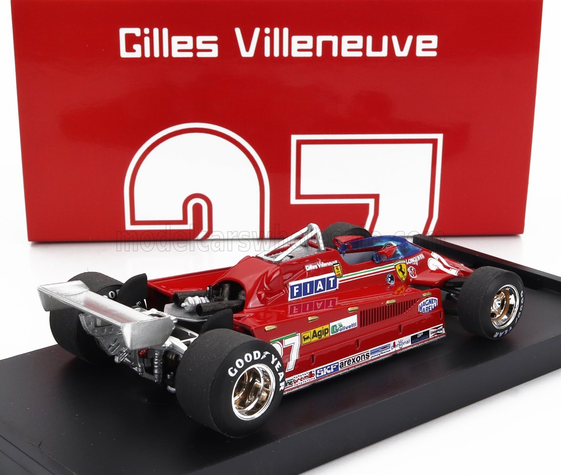 FERRARI - F1 126CK TURBO N. 27 DUELLO ALL'AEROPORTO DI ISTRANA CON L'AEREO F104 1981 GILLES VILLENEUVE - modellino in scala RED modellino Vroomi