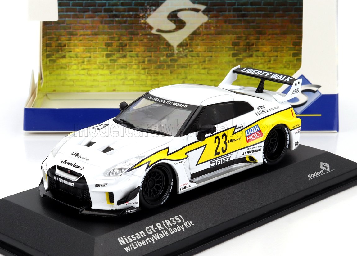 NISSAN - 35GT-RR LB-SILHOUETTE N 23 WORKS LIBERTY WALK 2020 - WHITE YELLOW BLACK - Vroomi
