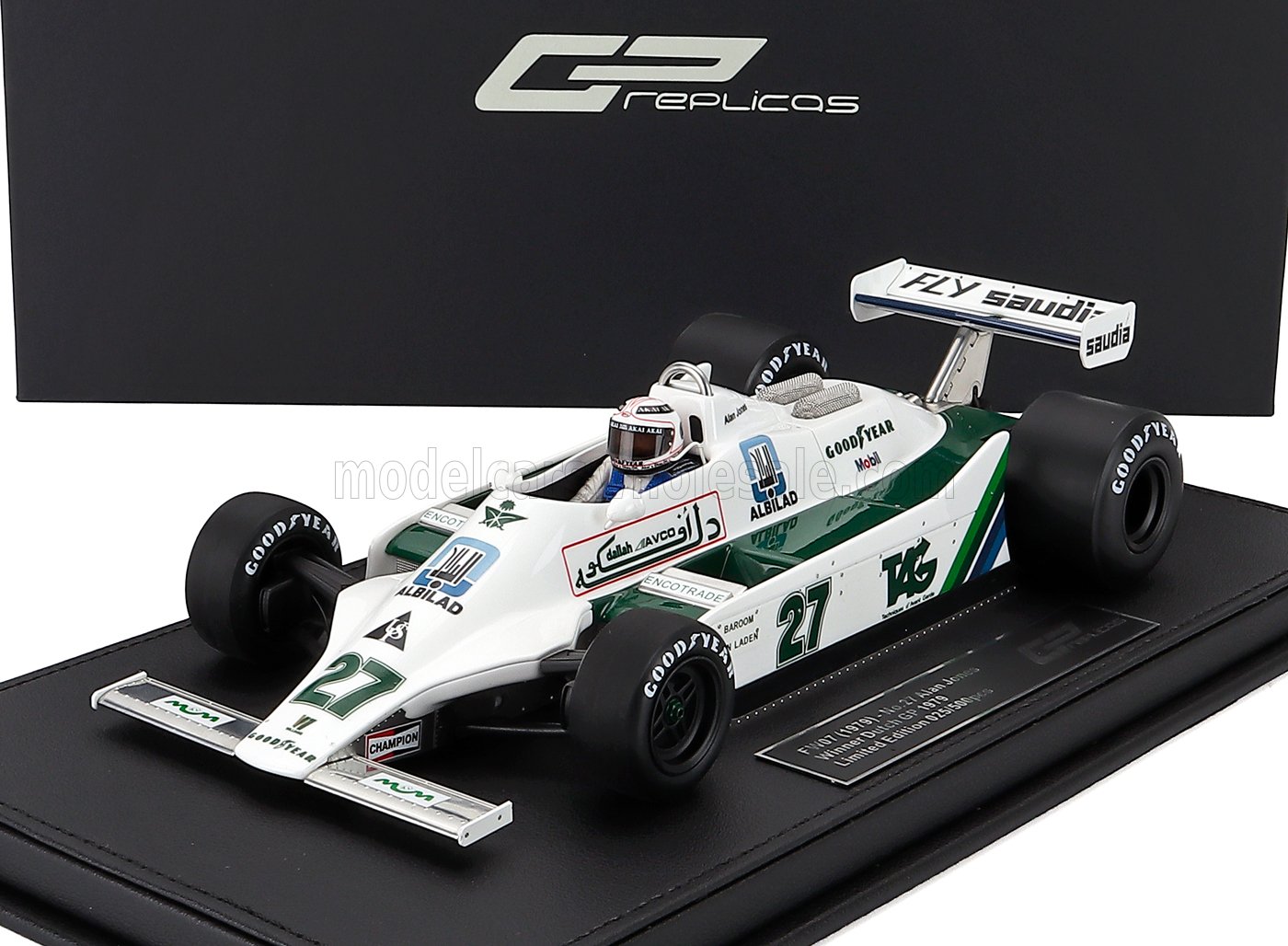 1:18 scale Formula 1 die-cast model car in green and white livery, available now on Vroomi.