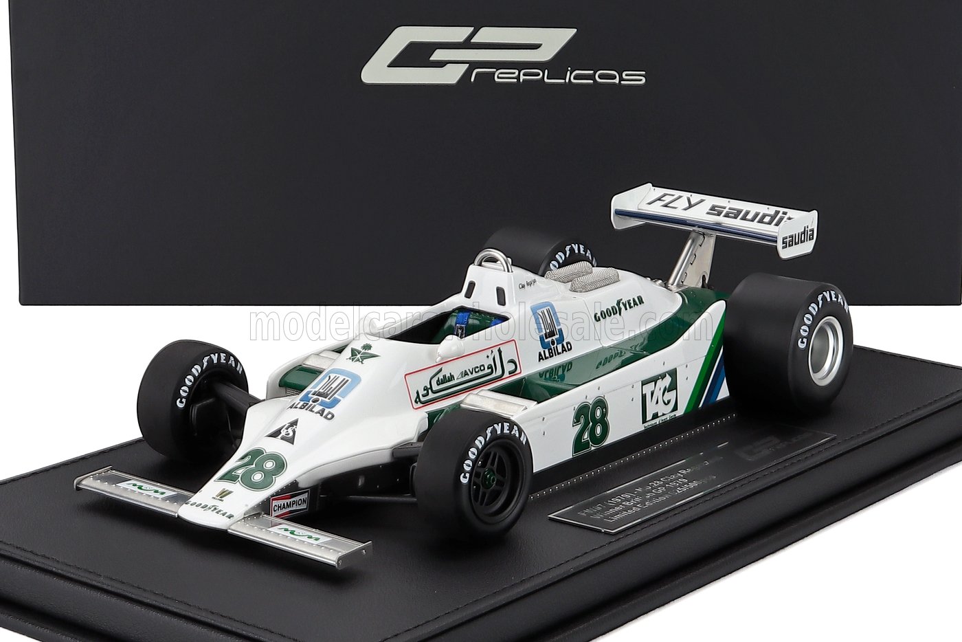 1/18 scale Williams F1 diecast model car with detailed sponsor logos, collectible now available online.
