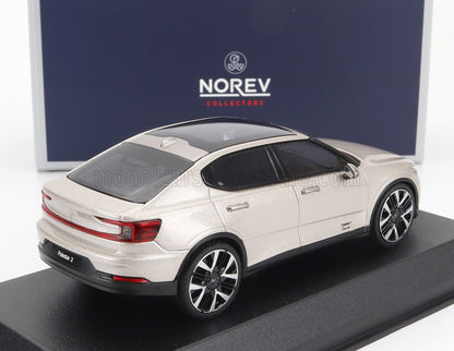 Silver Polestar 2 model car on display stand with Norev Collectors box, offered on Vroomi
