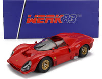 Voiture miniature Ferrari 330 P4 rouge par Werk83, présentée avec emballage Vroomi pour les collectionneurs.