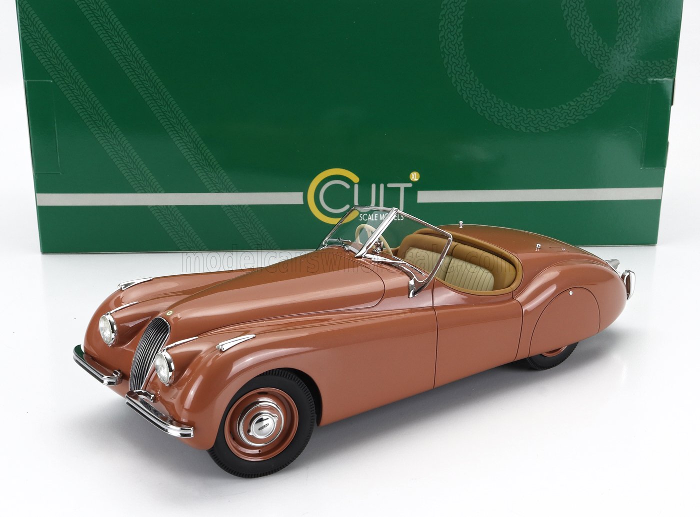 JAGUAR  XK120 OTS SPIDER CABRIOLET OPEN 1948 - modellino in scala color bronzo modellino Vroomi