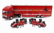 IVECO FIAT - FIAT IVECO 190 TRUCK CAR TRANSPORTER MONACO GP 1984 WITH 2X F1 FERRARI 126CK TURBO N 27 MICHELE ALBORETO - N 28 RENE ARNOUX + FIGURES AND ACCESSORIES - RED