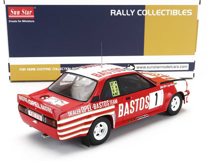1/18 scale red Opel rally die-cast model car with Bastos livery, available at Vroomi