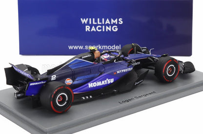 Williams Racing Logan Sargeant F1 car model with Komatsu and MyProtein logos, available on Vroomi