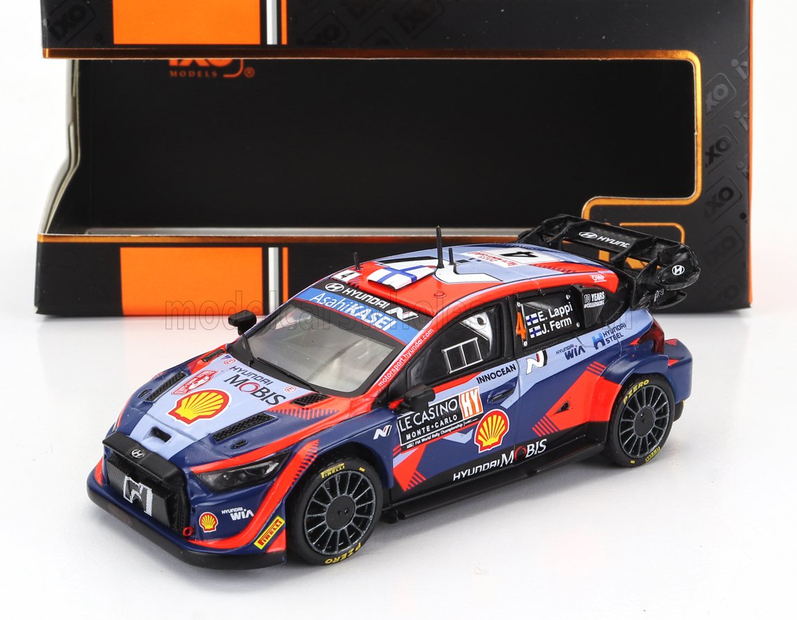 Hyundai i20 N Rally1 Team Shell Mobis WRT No. 4 Lappi Esapekka Janne Ferm 8th Rally Monte Carlo 2023 IXO Models 1:43 scale model