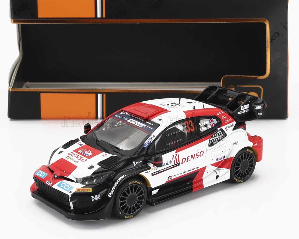 Toyota Yaris GR Hybrid Rally1 Team Toyota Gazoo Racing WRT No. 33 Elfyn Evans Scott Martin 7th Rally Croatia 2023 IXO Models 1:43 scale model