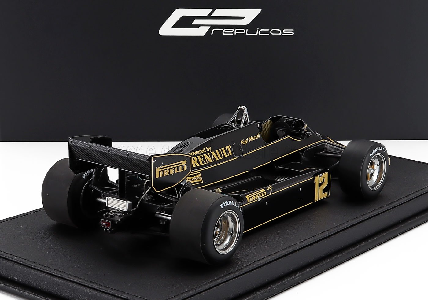 Black Lotus Renault F1 scale model car, number 12, Pirelli tires, available to order