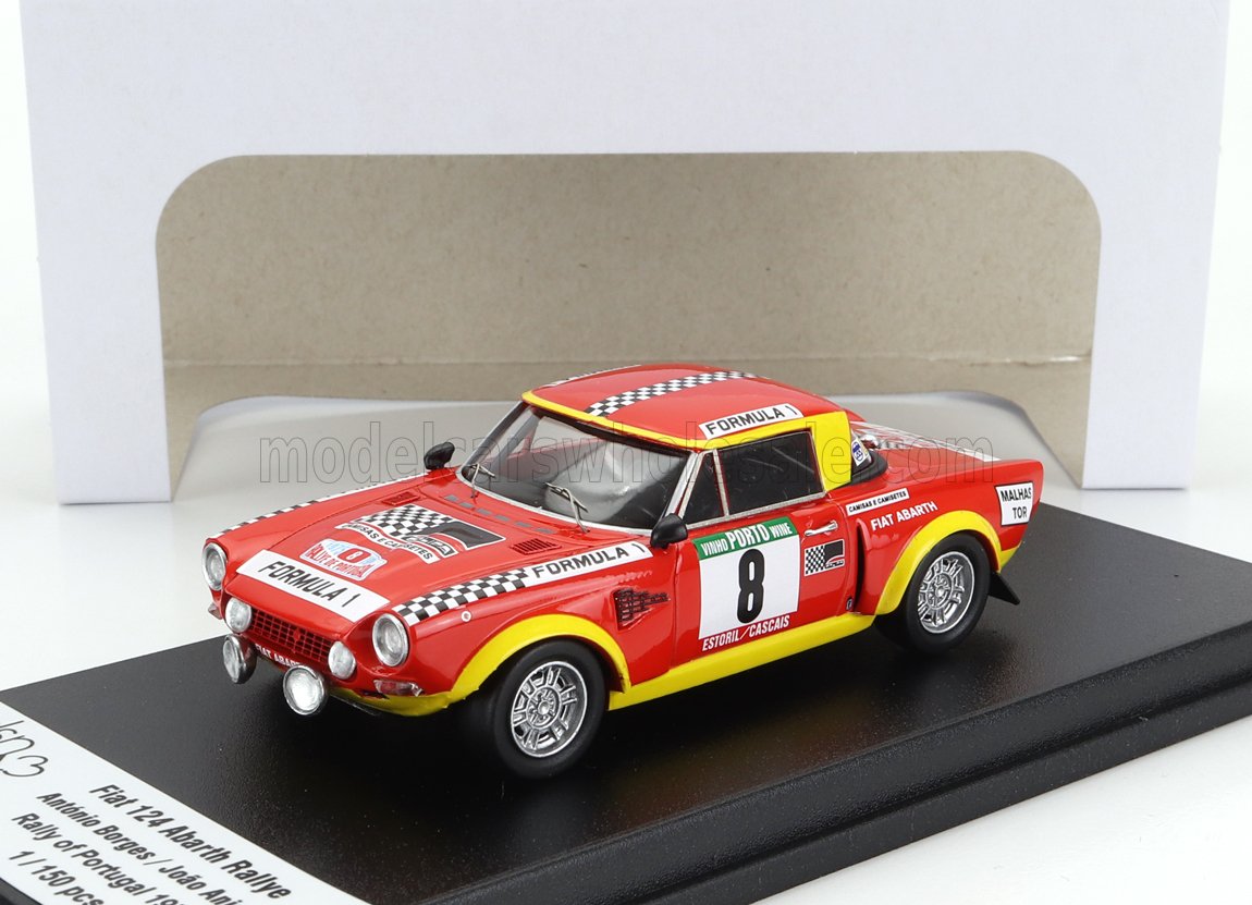 Fiat 124 Abarth No. 8 Antonio Borges Joao Anjos Rally Portugal 1975 Night Version Trofeu 1:43 scale model