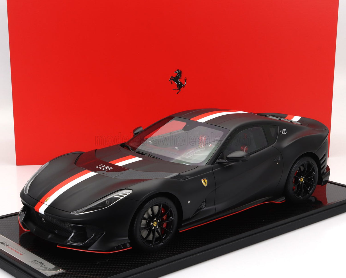 FERRARI | 812 COMPETIZIONE N 16 PRINCIPATO DI MONACO LIVERY 2021 - CON VETRINA - WITH SHOWCASE | MATT BLACK
