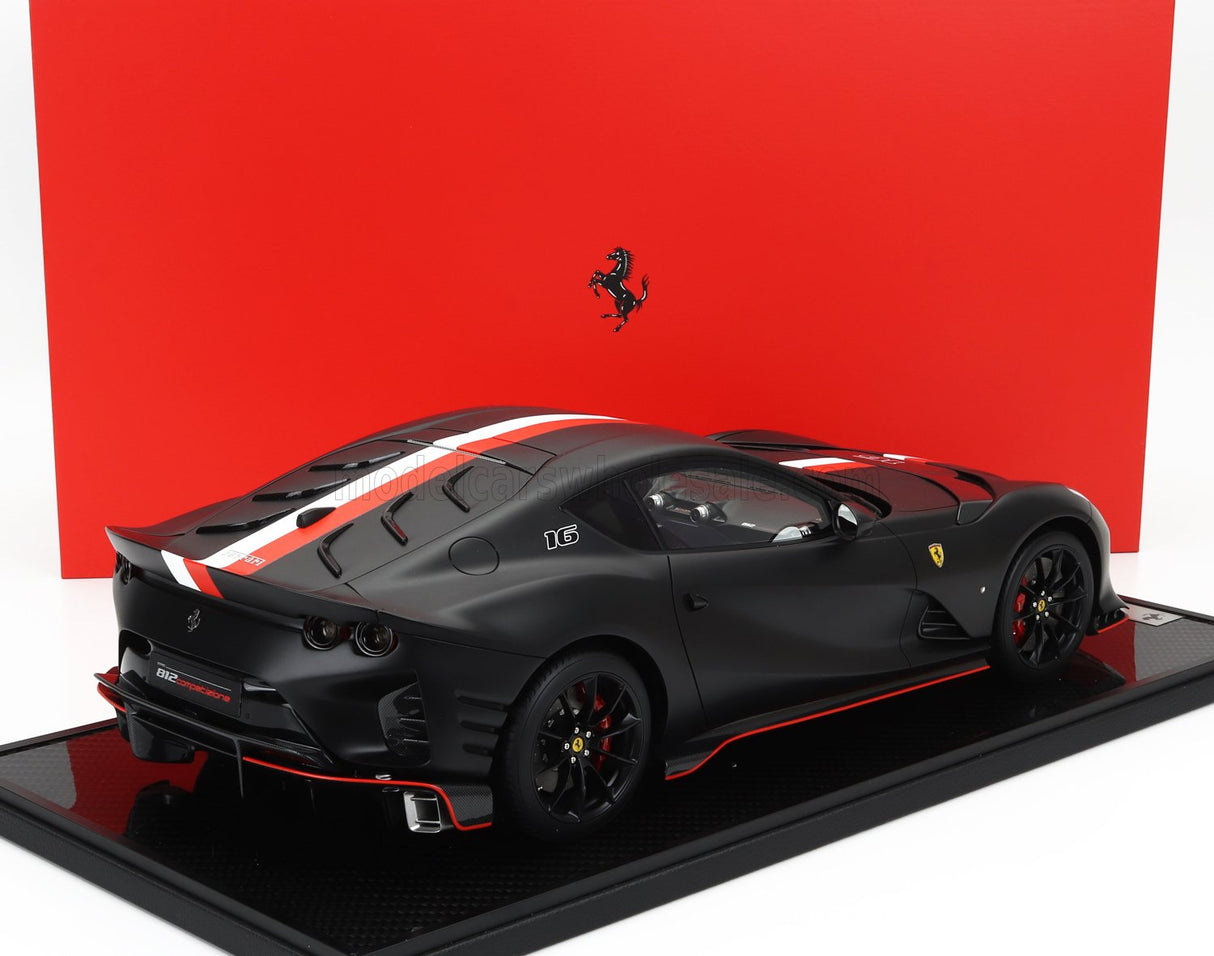 FERRARI | 812 COMPETIZIONE N 16 PRINCIPATO DI MONACO LIVERY 2021 - CON VETRINA - WITH SHOWCASE | MATT BLACK